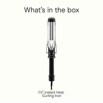 Conair Instant Heat 1½ Inch Curling Iron, 1½-Inch Barrel Hair Curler Produces Soft Waves and Loose Curls, 25 Heat Settings, Dual Voltage, For Use on Medium and Long Hair, Black