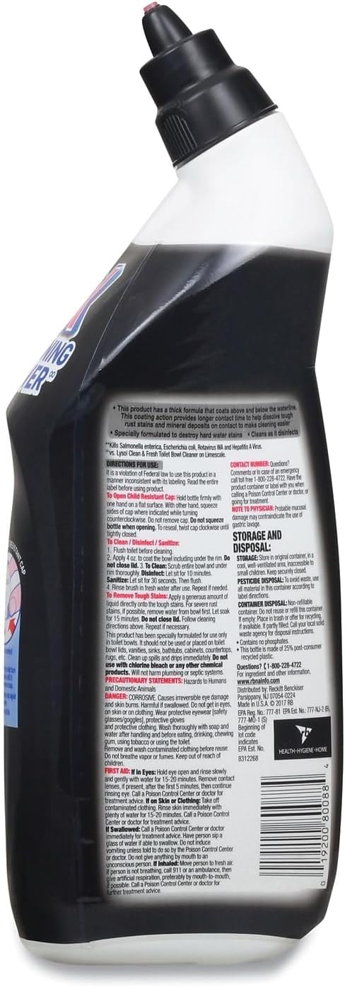 Lysol Toilet Bowl Cleaner, Lime & Rust Remover, 24 Fl Oz