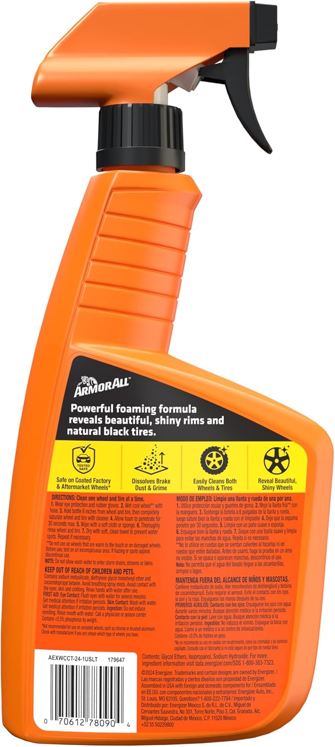 Armor All Extreme Wheel and Tire Cleaner, Car Wheel Cleaner Spray, 24 Fl Oz