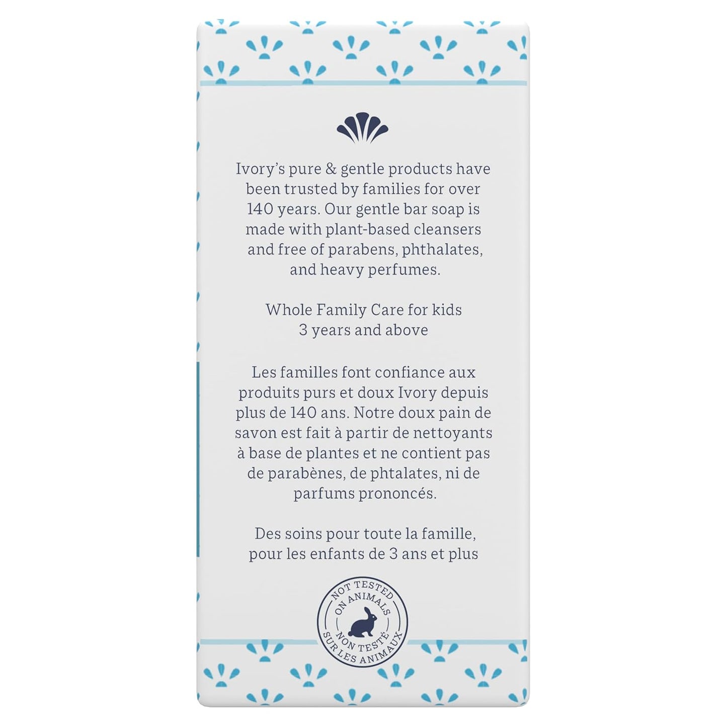 Ivory Gentle Bath Bar Soap, Designed for Whole Family, 99.44% Pure Formula with Plant-Based Cleansers, Made Without Heavy Perfumes, Parabens or Phthalates, Original Scent, 4.0 oz (4 Count)