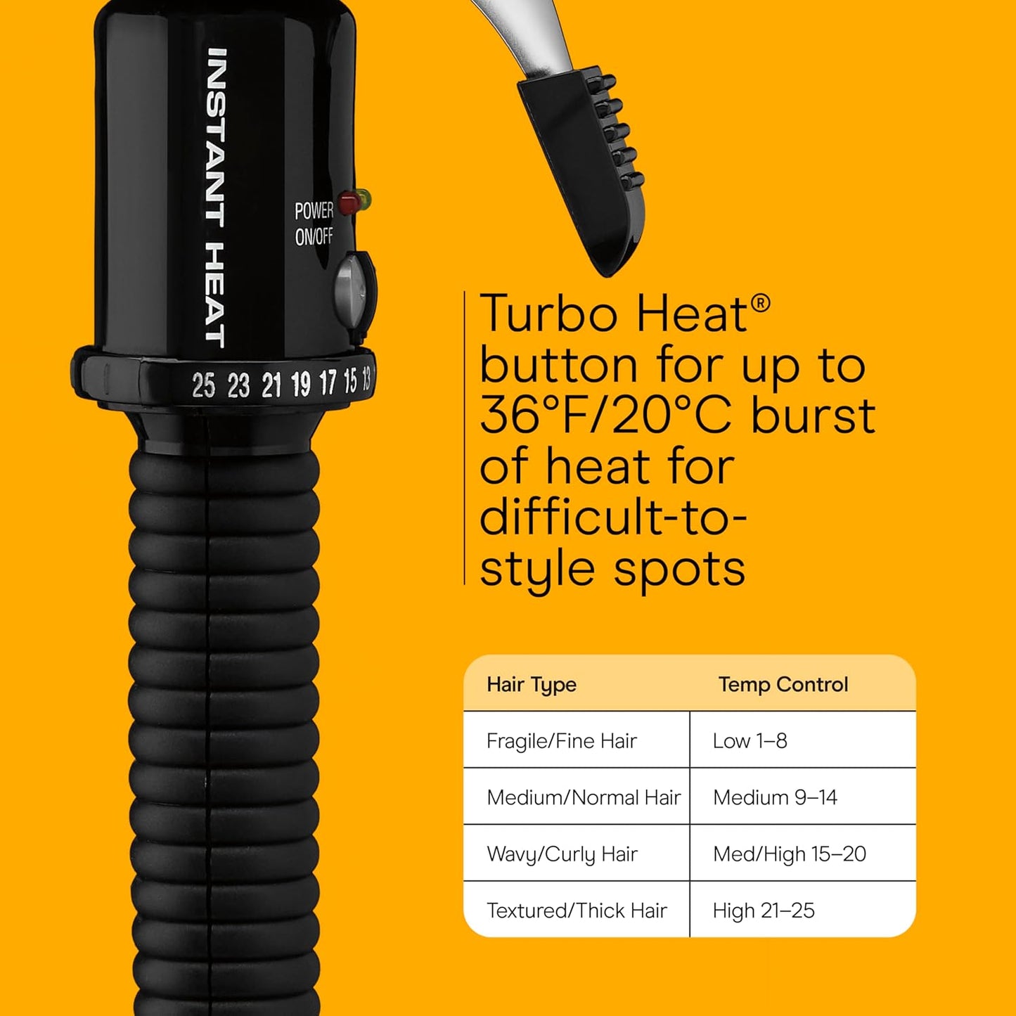 Conair Instant Heat 1½ Inch Curling Iron, 1½-Inch Barrel Hair Curler Produces Soft Waves and Loose Curls, 25 Heat Settings, Dual Voltage, For Use on Medium and Long Hair, Black