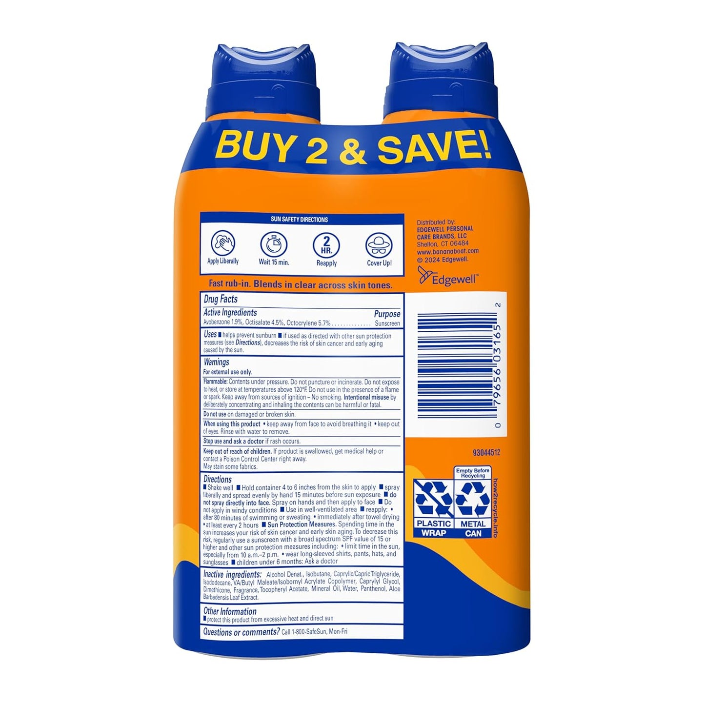 Banana Boat Sport Ultra SPF 30 Sunscreen Spray | Banana Boat Sunscreen Spray SPF 30, Water Resistant, Oxybenzone Free, 6oz each Twin Pack