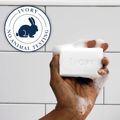 Ivory Gentle Bath Bar Soap, Designed for Whole Family, 99.44% Pure Formula with Plant-Based Cleansers, Made Without Heavy Perfumes, Parabens or Phthalates, Original Scent, 4.0 oz (4 Count)
