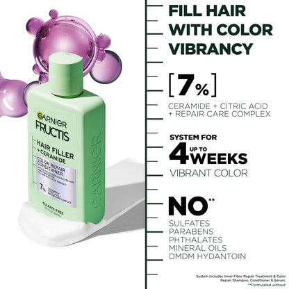 Garnier Fructis Hair Filler Color Repair Squeeze Conditioner with Ceramide, 10.1 fl oz