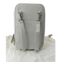 Load image into Gallery viewer, BALENCIAGA Logo Print Leather Strap Cash Phone Holder White Backside
