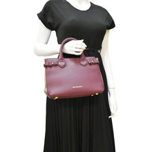 Load image into Gallery viewer, BURBERRY Banner Small House Check Leather Shoulder Bag in Maroon - Good Quality
