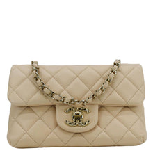 Load image into Gallery viewer, CHANEL Mini Rectangular Flap Quilted Leather Crossbody Bag Beige front look
