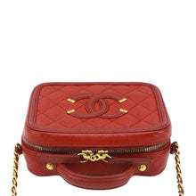 Load image into Gallery viewer, CHANEL Vanity Case Filigree CC Caviar Quilted Shoulder Bag Red upper look
