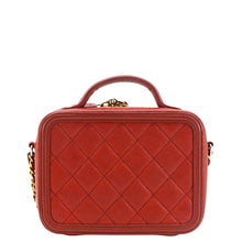 Load image into Gallery viewer, CHANEL Vanity Case Filigree CC Caviar Quilted Shoulder Bag Red back look
