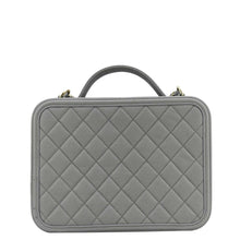 Load image into Gallery viewer, CHANEL Vanity Case Filigree CC  Large Caviar Quilted Shoulder Bag Grey back look
