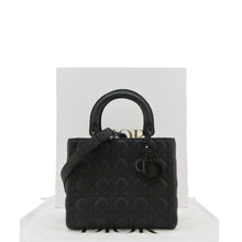 Load image into Gallery viewer, CHRISTIAN DIOR Lady Dior Calfskin Leather Black Shoulder Bag  back look
