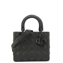 Load image into Gallery viewer, CHRISTIAN DIOR Lady Dior Calfskin Leather Shoulder Bag Black front look
