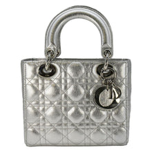 Load image into Gallery viewer, CHRISTIAN DIOR Lady Dior Leather Shoulder Bag Metallic Silver back look
