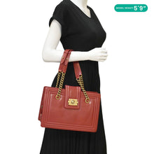 Load image into Gallery viewer, Chanel Jetsetter Boy Leather Red Tote Bag  dummy look
