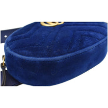 Load image into Gallery viewer, GUCCI GG Marmont Matelasse Velvet Belt Bag Blue 476434
