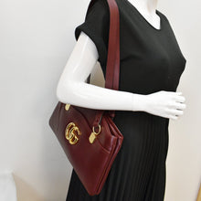 Load image into Gallery viewer, GUCCI Large Arli Leather Top Handle Shoulder Bag Burgundy 550130
