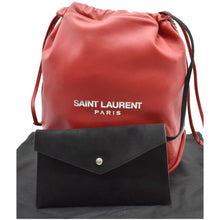 Load image into Gallery viewer, YVES SAINT LAURENT Teddy Lambskin Leather Bucket Shoulder Bag Red
