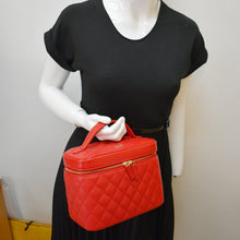 Load image into Gallery viewer, CHANEL Vanity Caviar Leather Cosmetic Satchel Bag Red
