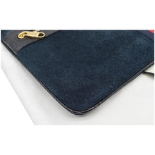 Load image into Gallery viewer, GUCCI Ophidia GG Suede Leather Pouch Clutch Bag Navy Blue 517551
