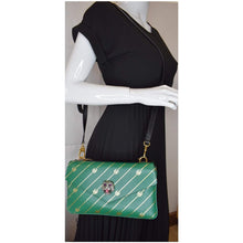 Load image into Gallery viewer, GUCCI Thiara Medium Double Smooth Leather Shoulder Bag Green/Black 524822
