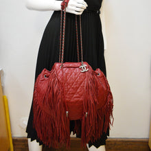 Load image into Gallery viewer, CHANEL Paris Dallas Drawstring Fringe Shoulder Bag Red
