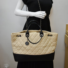 Load image into Gallery viewer, CHANEL Drawstring Large Quilted Calfskin Shopping Tote Bag Beige
