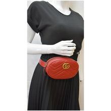 Load image into Gallery viewer, GUCCI GG Marmont Matelasse Leather Belt Bag Red 476434
