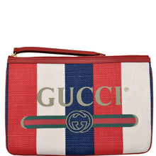 Load image into Gallery viewer, GUCCI Linea Merida Web Stripe Canvas Zip Pouch Multicolor 524788
