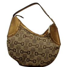 Load image into Gallery viewer, GUCCI Horsebit Print Canvas Hobo Bag Bronze 154371
