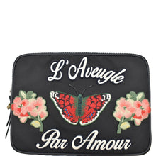 Load image into Gallery viewer, GUCCI Butterfly Techno Embroidered Canvas Tech Case Black 473883
