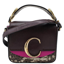 Load image into Gallery viewer, CHLOE Mini C Flap Double Carry Embossed Leather Crossbody Bag Raisin
