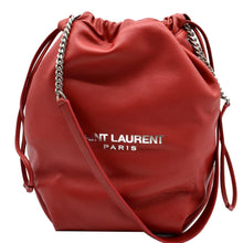 Load image into Gallery viewer, YVES SAINT LAURENT Teddy Lambskin Leather Bucket Shoulder Bag Red
