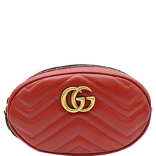 Load image into Gallery viewer, GUCCI GG Marmont Matelasse Leather Belt Bag Red 476434
