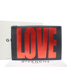 Load image into Gallery viewer, GIVENCHY LOVE Leather Zip Clutch bag Black
