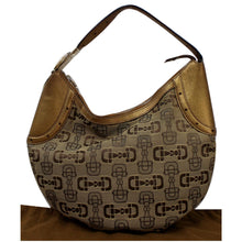 Load image into Gallery viewer, GUCCI Horsebit Print Canvas Hobo Bag Bronze 154371
