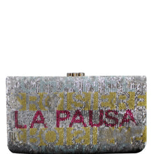 Load image into Gallery viewer, Chanel La Pausa Embroidered Satin Sequin Clutch Bag Silver
