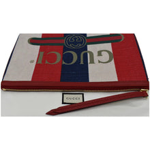 Load image into Gallery viewer, GUCCI Linea Merida Web Stripe Canvas Zip Pouch Multicolor 524788
