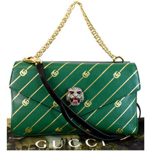 Load image into Gallery viewer, GUCCI Thiara Medium Double Smooth Leather Shoulder Bag Green/Black 524822
