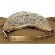 Load image into Gallery viewer, GUCCI Horsebit Print Canvas Hobo Bag Bronze 154371
