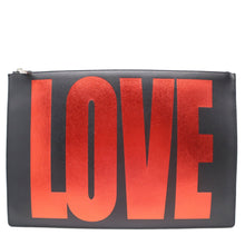 Load image into Gallery viewer, GIVENCHY LOVE Leather Zip Clutch bag Black
