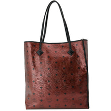 Load image into Gallery viewer, MCM Kira Metallic Medium Coated Canvas Shopping Tote Bag Red
