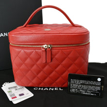 Load image into Gallery viewer, CHANEL Vanity Caviar Leather Cosmetic Satchel Bag Red
