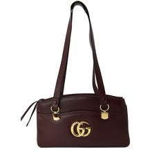 Load image into Gallery viewer, GUCCI Large Arli Leather Top Handle Shoulder Bag Burgundy 550130
