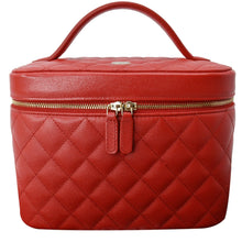 Load image into Gallery viewer, CHANEL Vanity Caviar Leather Cosmetic Satchel Bag Red
