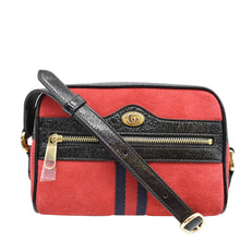 Load image into Gallery viewer, GUCCI Ophidia Mini Web Suede Leather Crossbody Bag Red 517350
