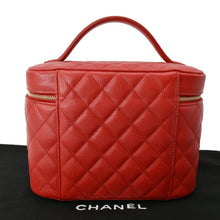 Load image into Gallery viewer, CHANEL Vanity Caviar Leather Cosmetic Satchel Bag Red
