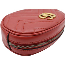 Load image into Gallery viewer, GUCCI GG Marmont Matelasse Leather Belt Bag Red 476434
