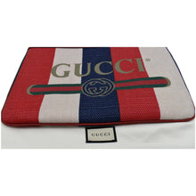 Load image into Gallery viewer, GUCCI Linea Merida Web Stripe Canvas Zip Pouch Multicolor 524788
