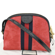 Load image into Gallery viewer, GUCCI Ophidia GG Small Suede Shoulder Bag Red 499621
