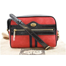 Load image into Gallery viewer, GUCCI Ophidia Mini Web Suede Leather Crossbody Bag Red 517350
